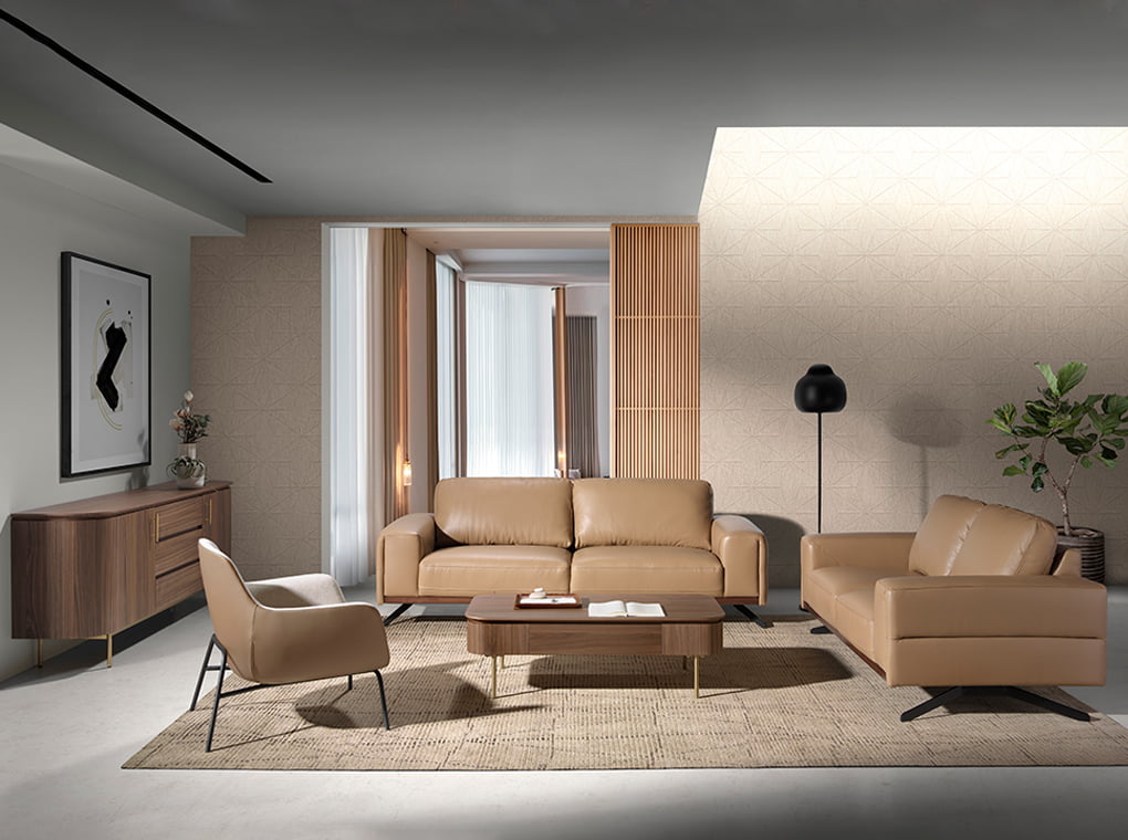 Canapea cu 3 locuri tapitata in piele de culoare Arena Angel Cerda