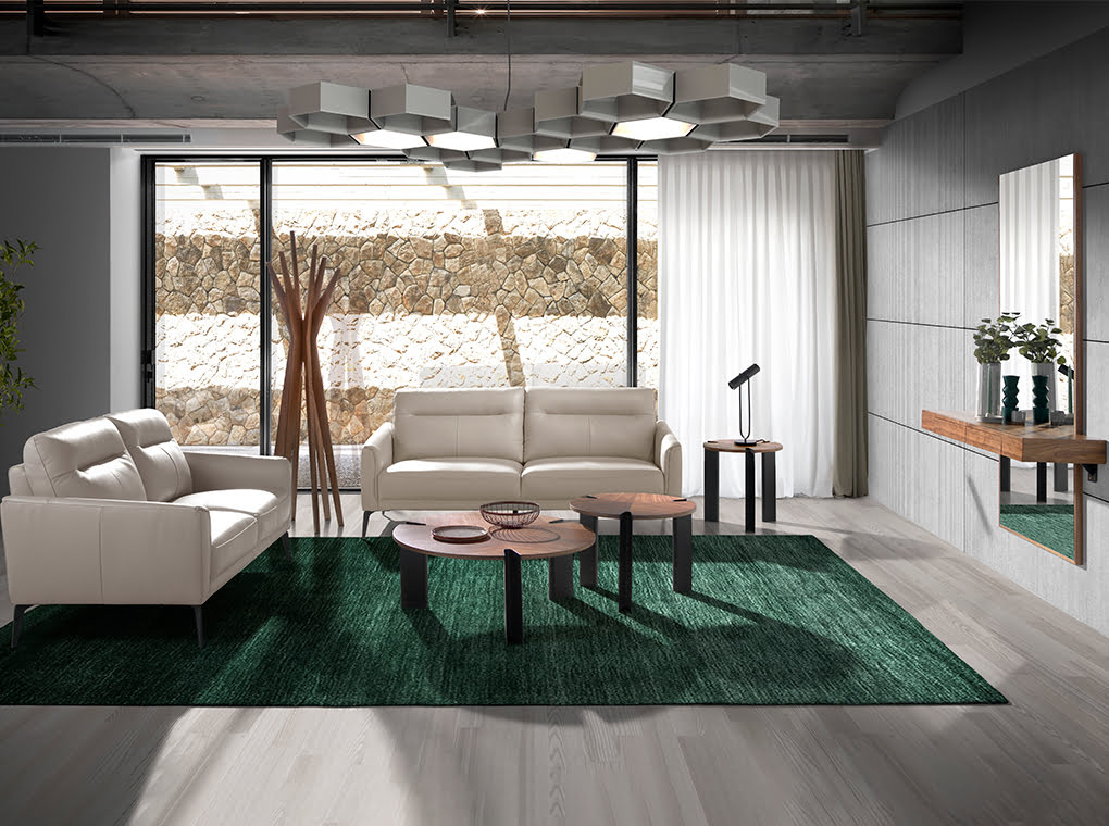 Canapea cu Doua Locuri Tapitata in Piele Gri-Taupe Angel Cerda