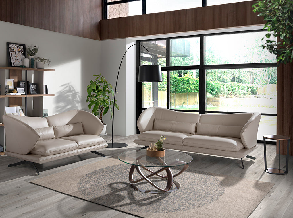 Canapea de Design Modern Tapitata in Piele Gri Taupe Angel Cerda