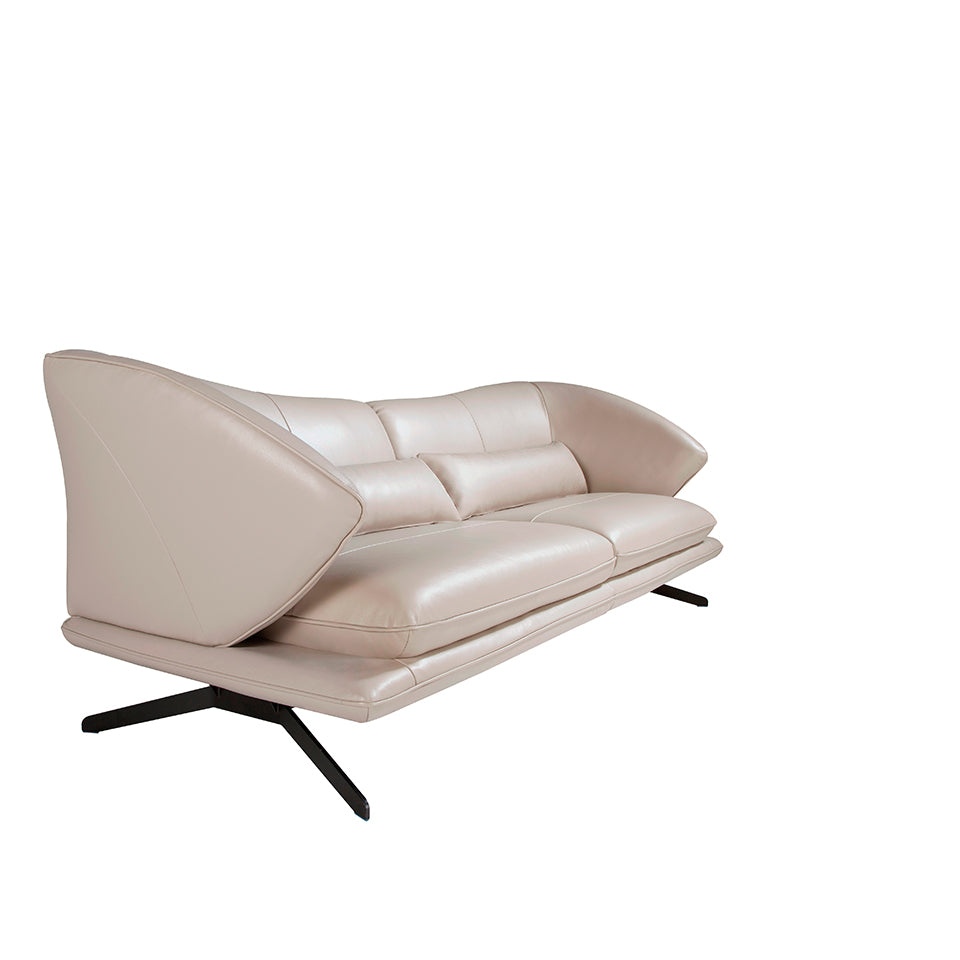 Canapea cu 3 locuri tapitata in piele de culoare gri taupe Angel Cerda