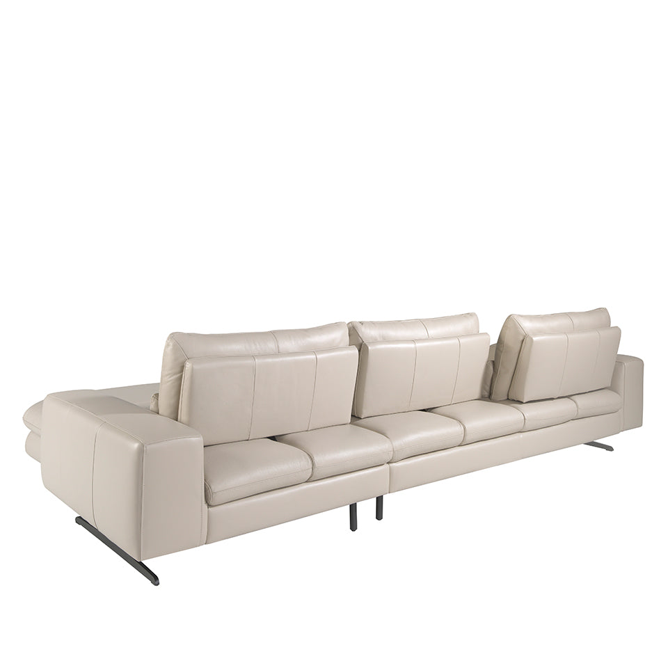 Canapea Chaise Colt Stanga Longue din Piele Gri Taupe Angel Cerda