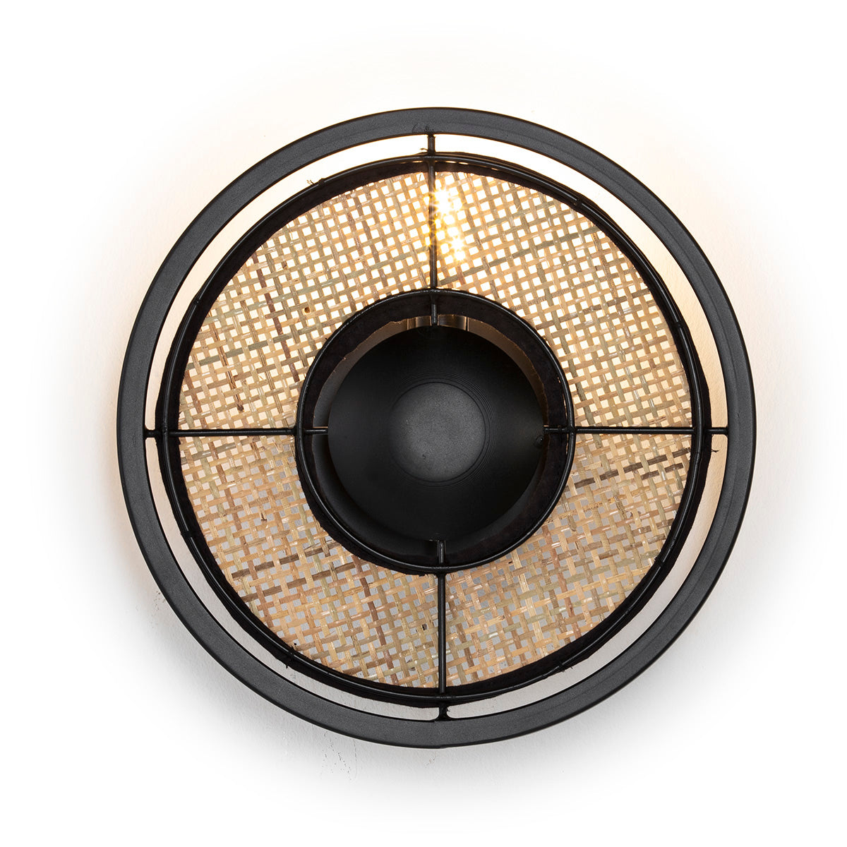 Aplica Metal Negru Ratan Natural Rustic Thai Natura