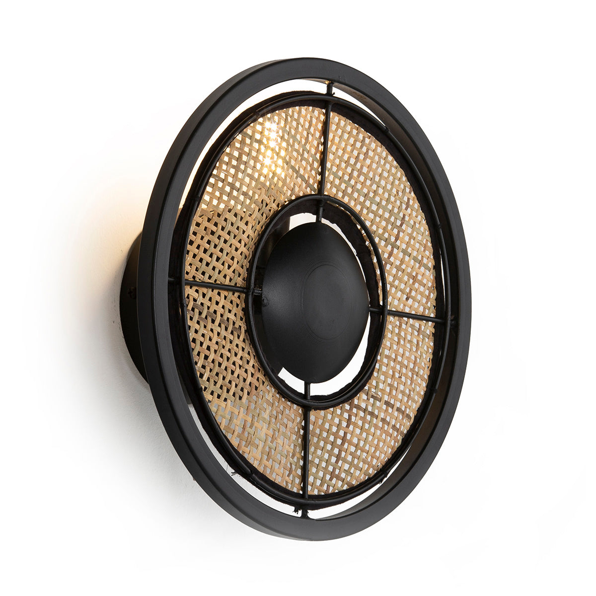 Aplica Metal Negru Ratan Natural Rustic Thai Natura