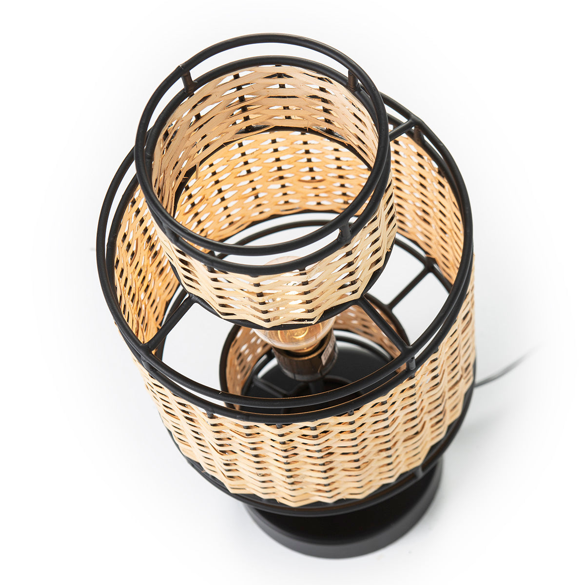 Veioza Metal Negru Ratan Natural Thai Natura