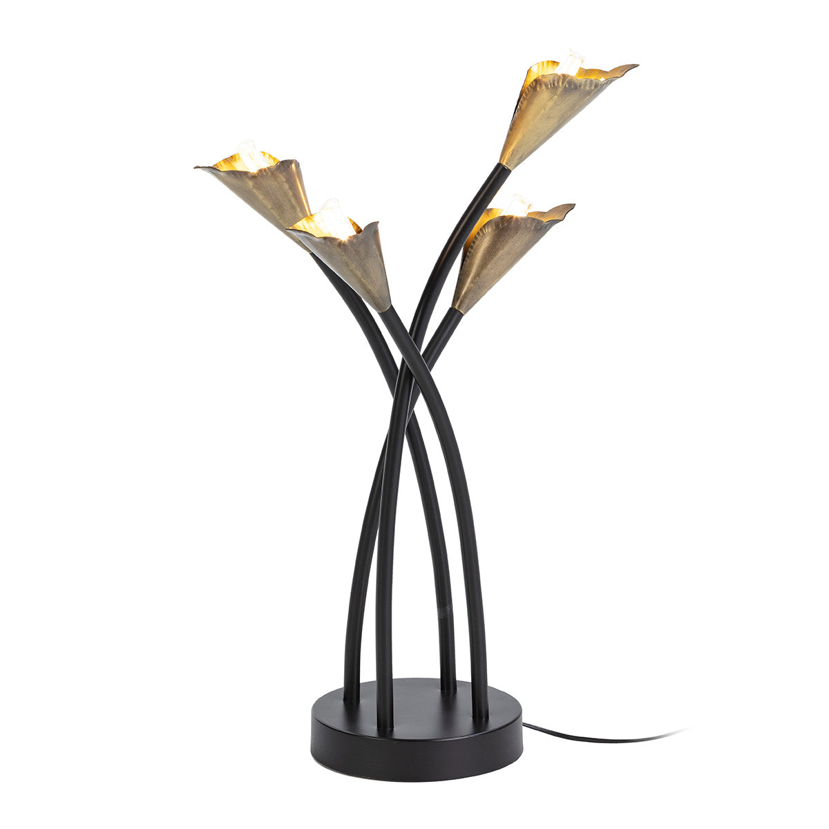 Veioza de Masa din Metal Negru Auriu Vintage Thai Natura