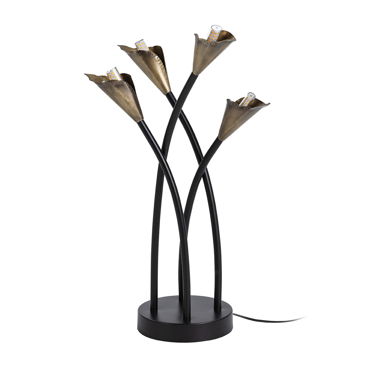 Veioza de Masa din Metal Negru Auriu Vintage Thai Natura