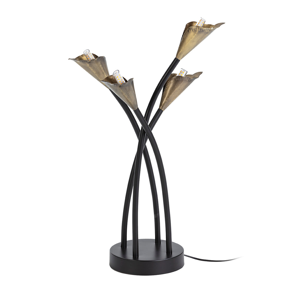 Veioza de Masa din Metal Negru Auriu Vintage Thai Natura