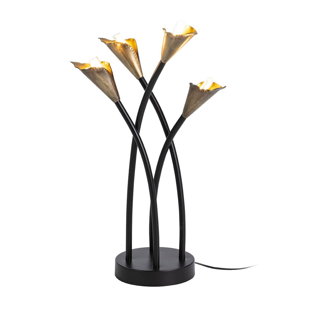 Veioza de Masa din Metal Negru Auriu Vintage Thai Natura