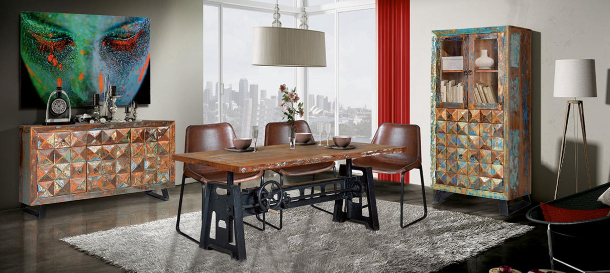 Vitrina Roma din Lemn Reciclat cu Picioare din Fier Giner y Colomer