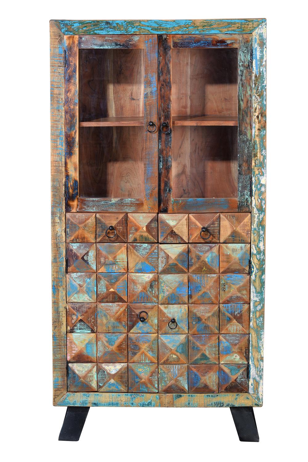 Vitrina Roma din Lemn Reciclat cu Picioare din Fier Giner y Colomer