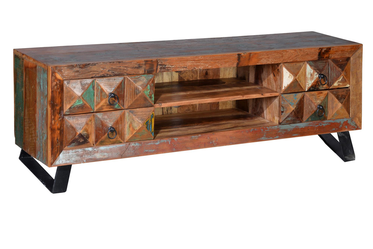 Comoda TV din Lemn Reciclat cu Picioare din Fier Giner y Colomer