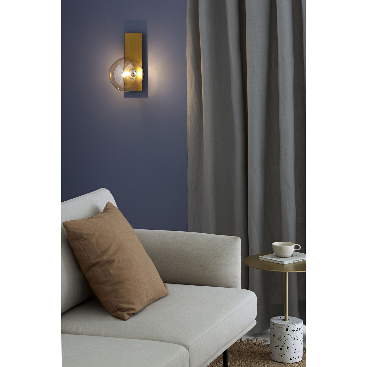 Aplica cu Abajur din Sticla Chihlimbar Suport Auriu Thai Natura