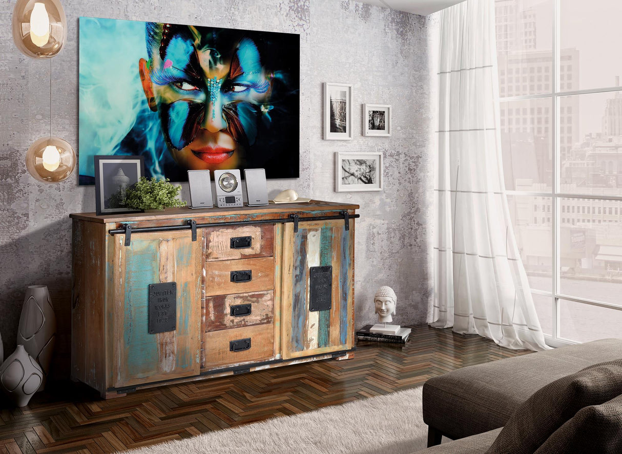 Comoda Lazio din Lemn Reciclat cu Sertare si Usi Glisante Giner y Colomer