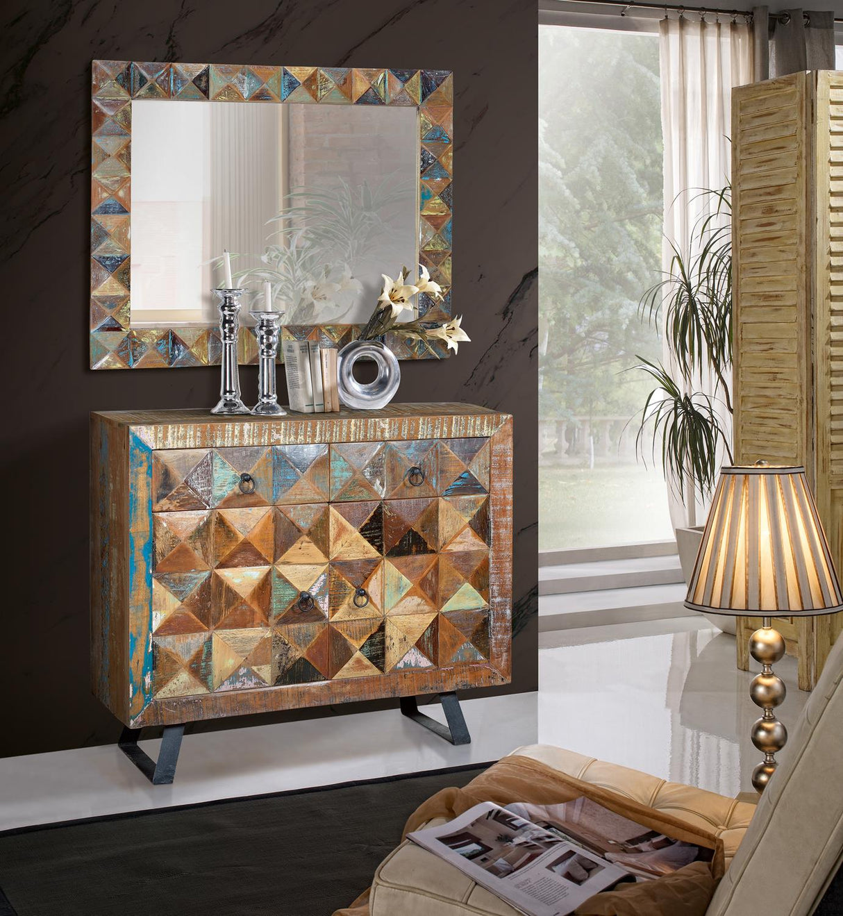 Comoda Karma din Lemn Reciclat cu Picioare din Fier Giner y Colomer