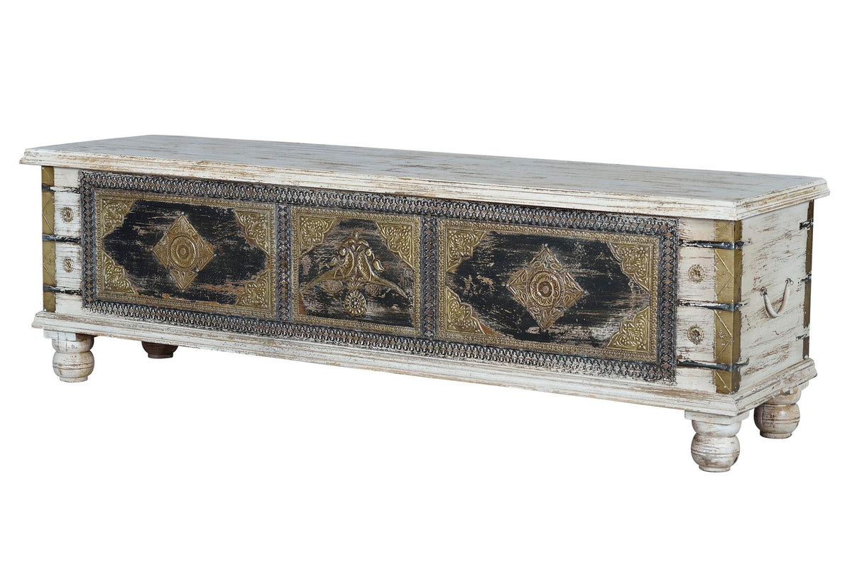 Cufar din Lemn de Mango cu Capac Deschis si Detalii Bronz Giner y Colomer