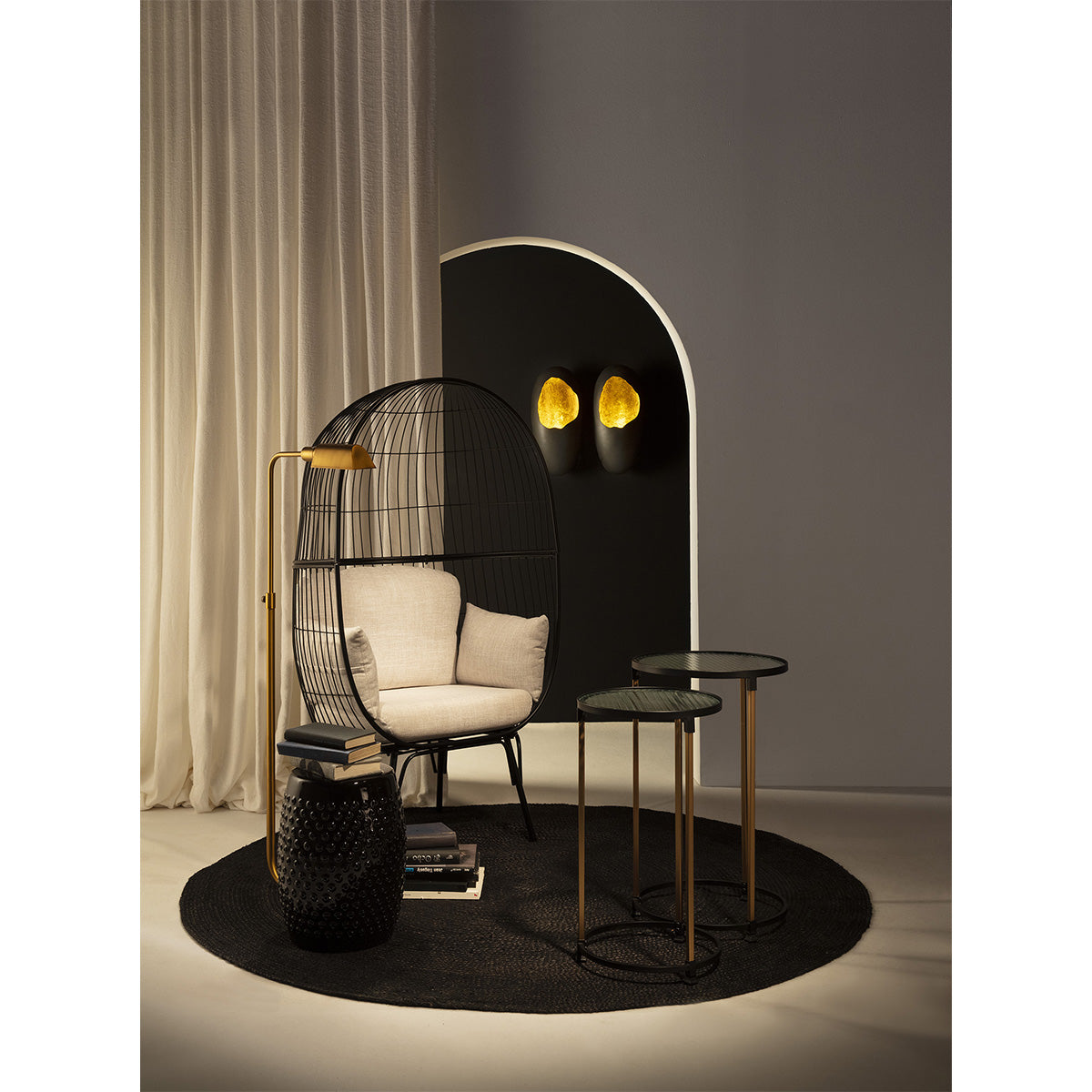 Aplica de Perete Metal Negru Auriu Thai Natura