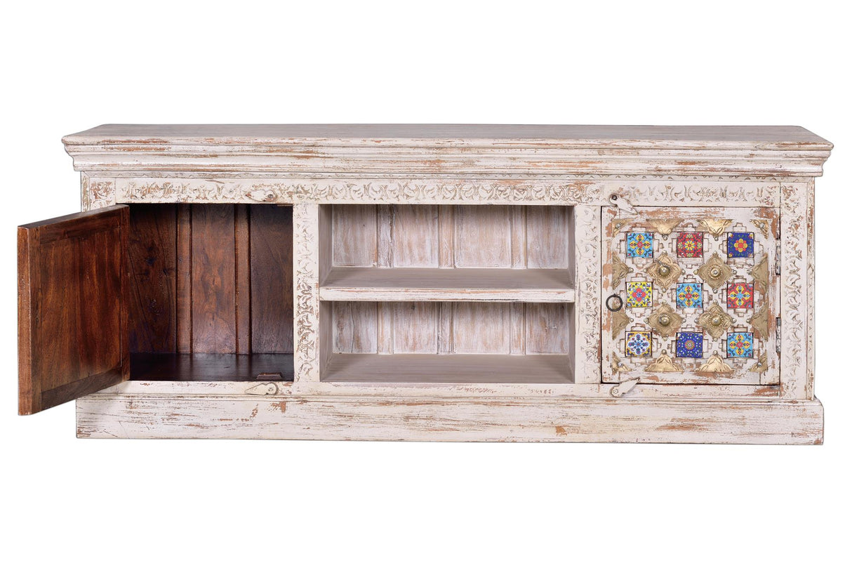 Comoda TV din Lemn de Mango cu Detalii din Ceramica si Bronz Giner y Colomer