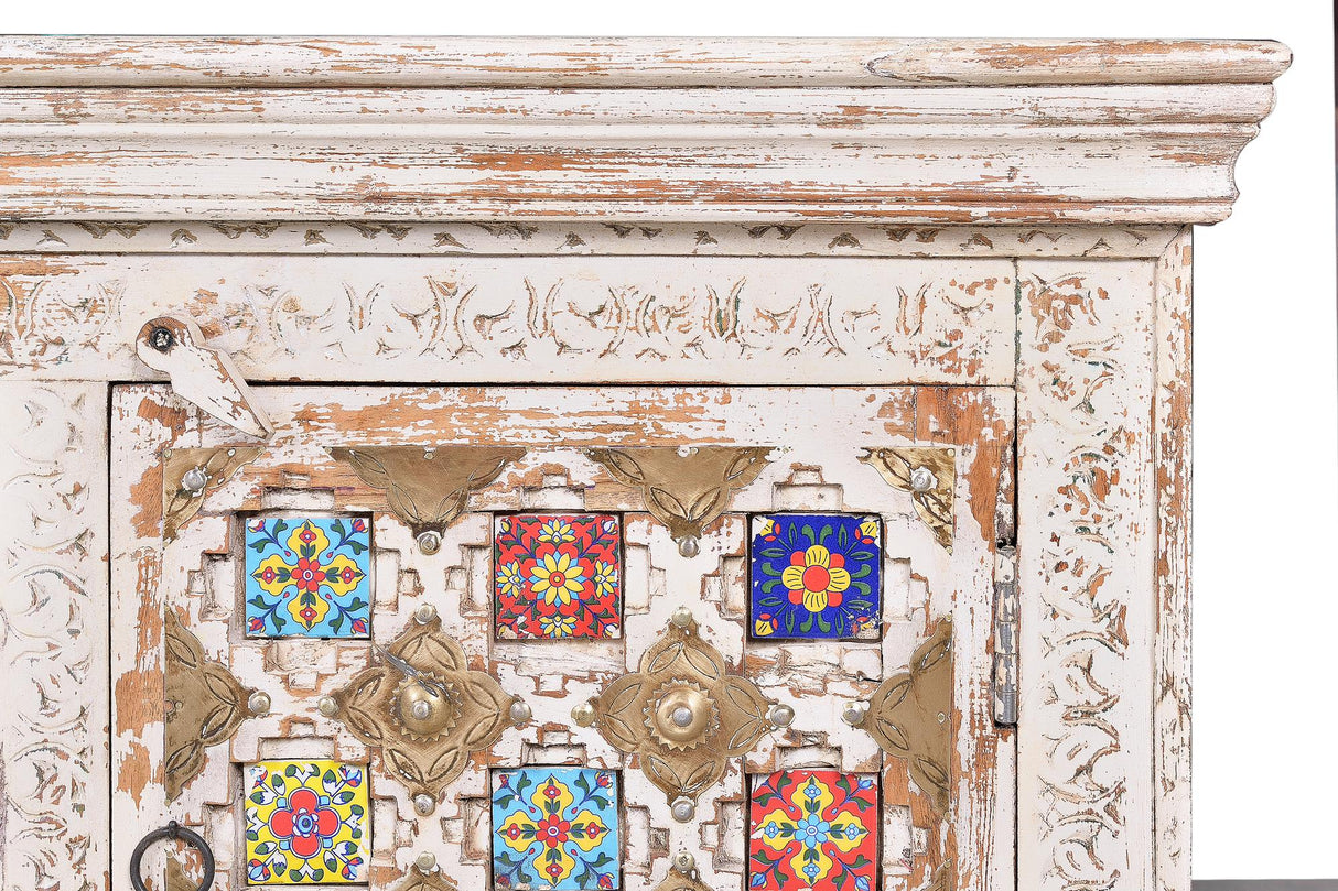 Comoda TV din Lemn de Mango cu Detalii din Ceramica si Bronz Giner y Colomer