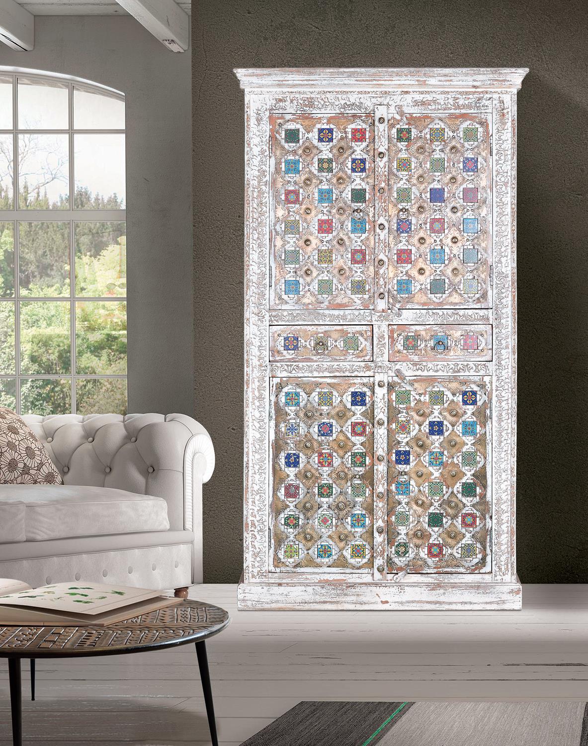 Dulap din Lemn de Mango cu Detalii din Ceramica si Bronz Giner y Colomer