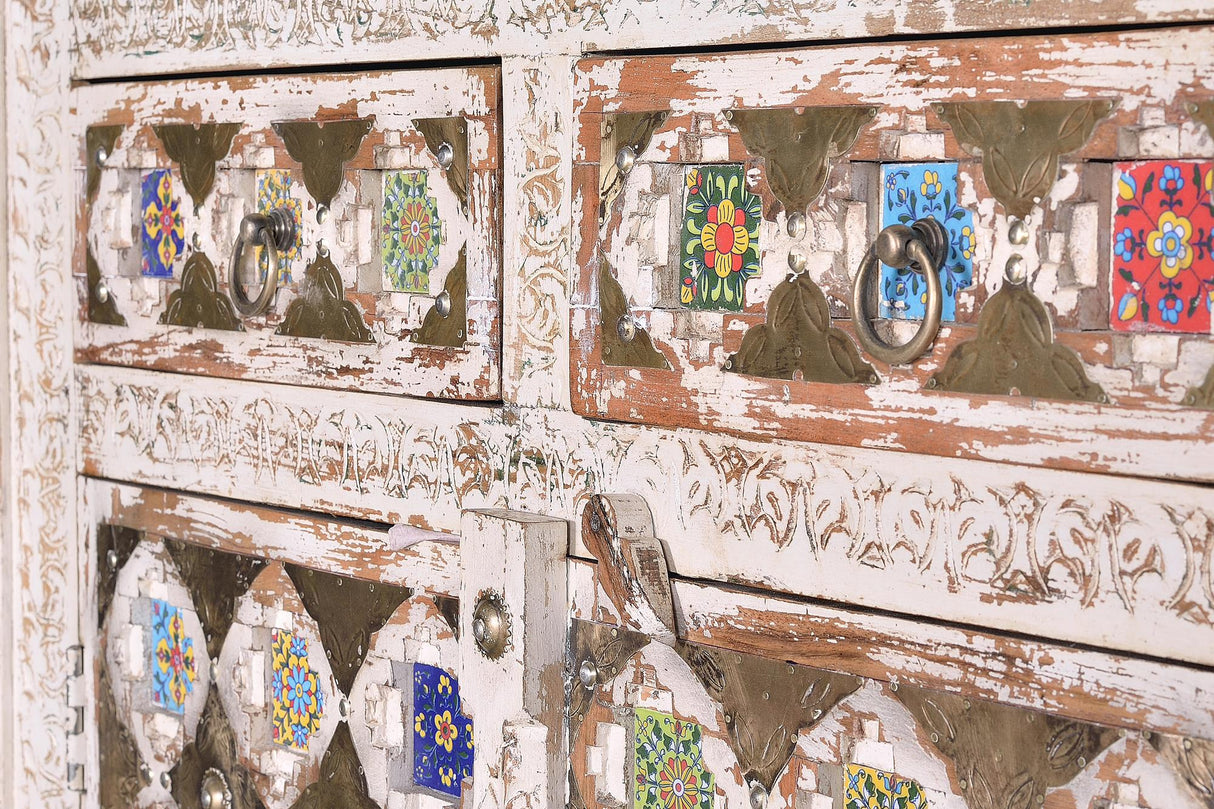 Dulap din Lemn de Mango cu Detalii din Ceramica si Bronz Giner y Colomer