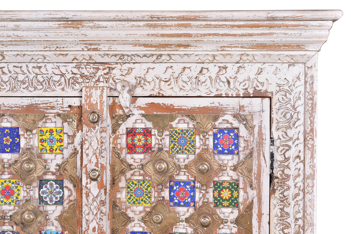 Dulap din Lemn de Mango cu Detalii de Bronz si Ceramica Giner y Colomer