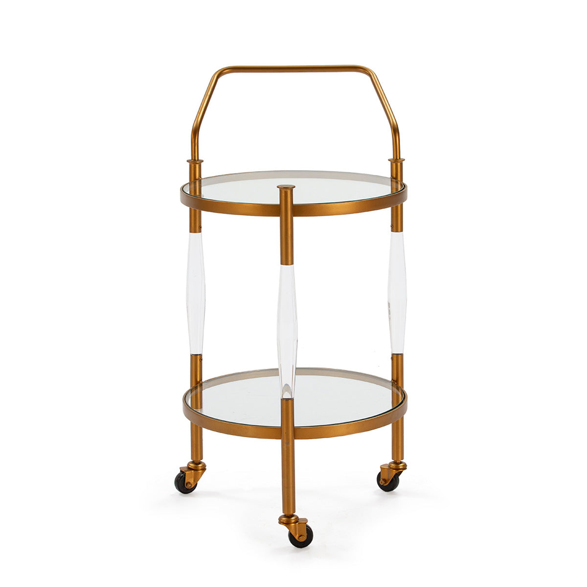 Carucior de Bucatarie din Sticla Metal Auriu Thai Natura