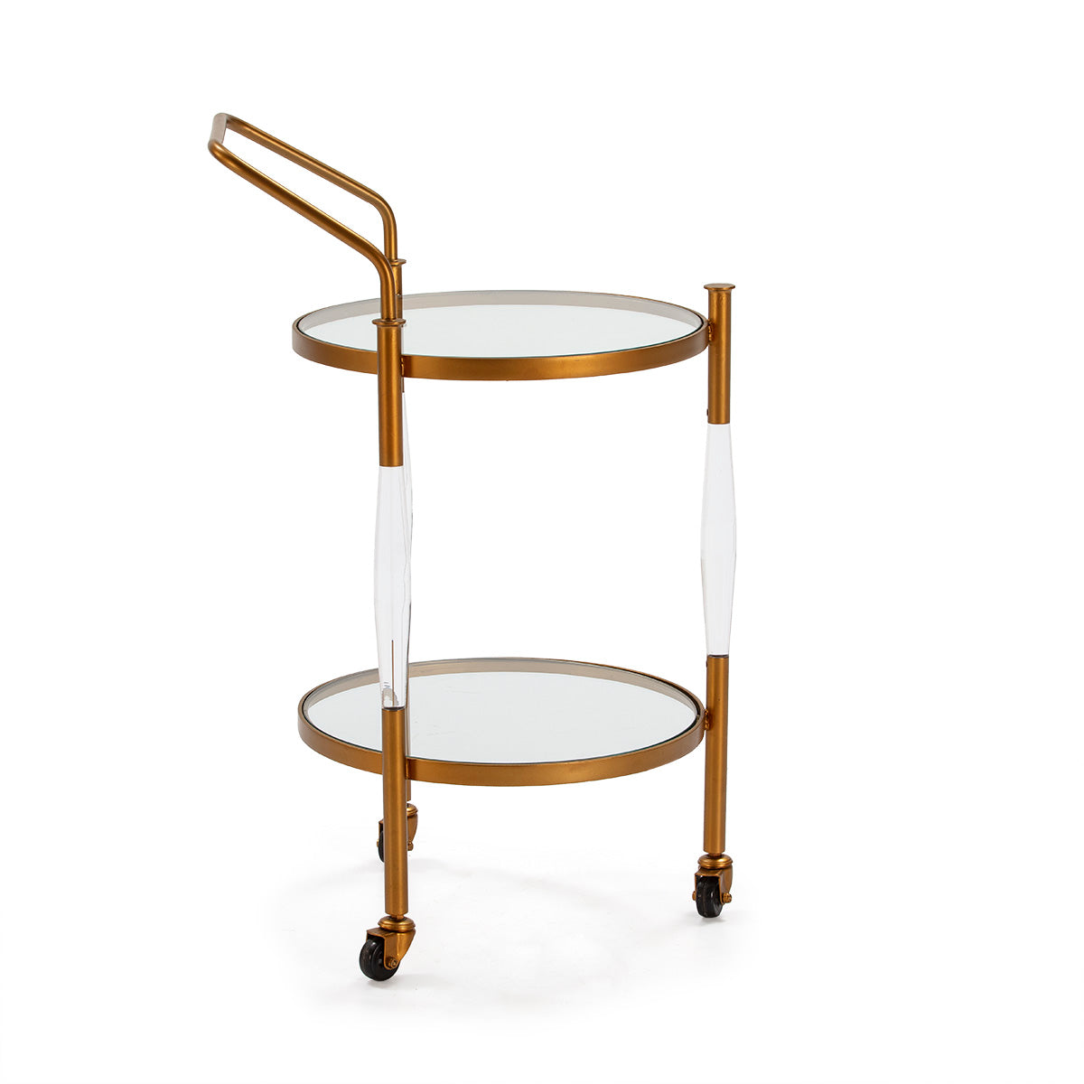 Carucior de Bucatarie din Sticla Metal Auriu Thai Natura