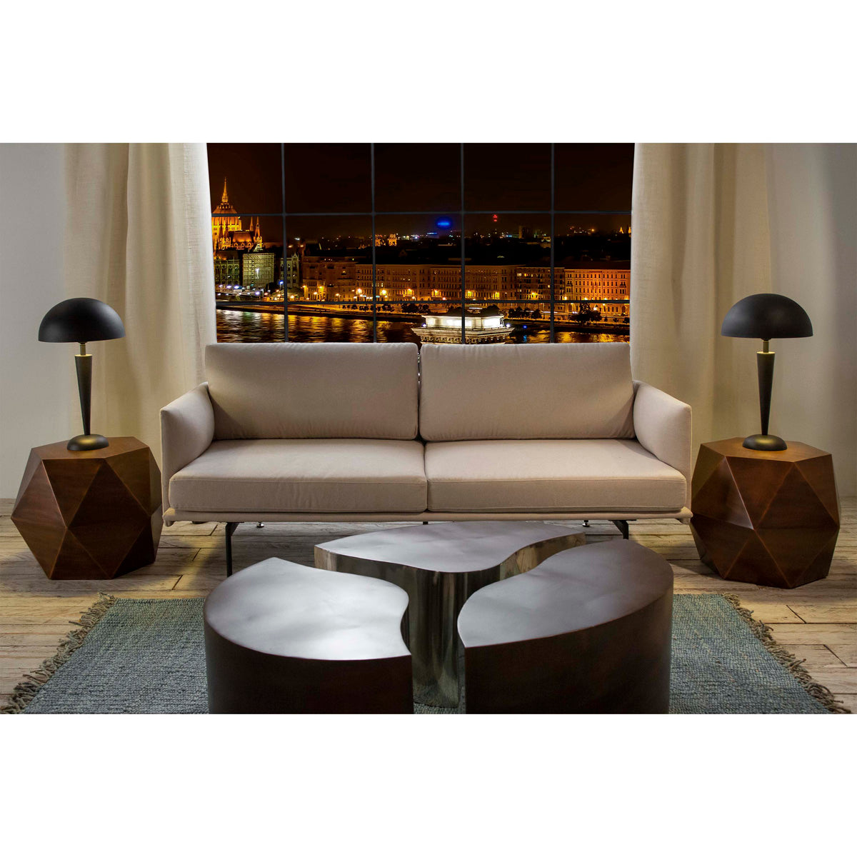 Veioza din Metal Negru cu Accent Modern Thai Natura