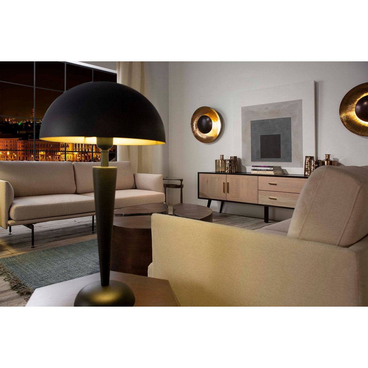 Veioza din Metal Negru cu Accent Modern Thai Natura