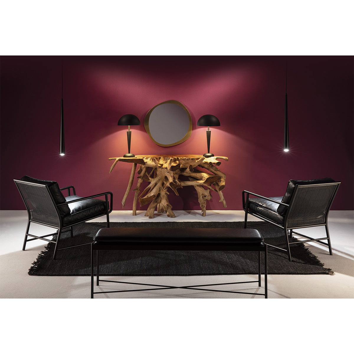 Veioza din Metal Negru cu Accent Modern Thai Natura