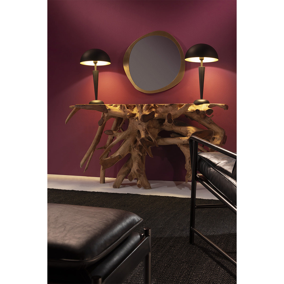 Veioza din Metal Negru cu Accent Modern Thai Natura