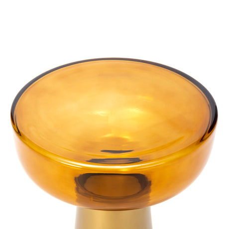 Masa Laterala Metalica cu Blat din Sticla Auriu Amber Thai Natura
