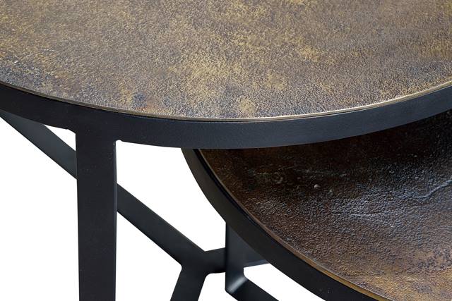 Set de 3 Mese de Cafea Bronz cu Structura din Fier Giner y Colomer