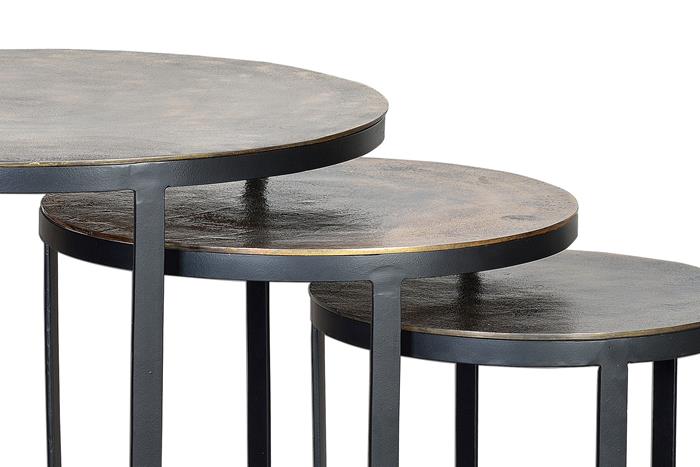Set de 3 Mese de Cafea Bronz cu Structura din Fier Giner y Colomer