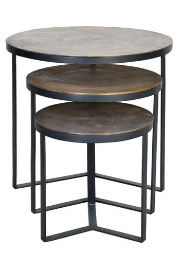 Set de 3 Mese de Cafea Bronz cu Structura din Fier Giner y Colomer
