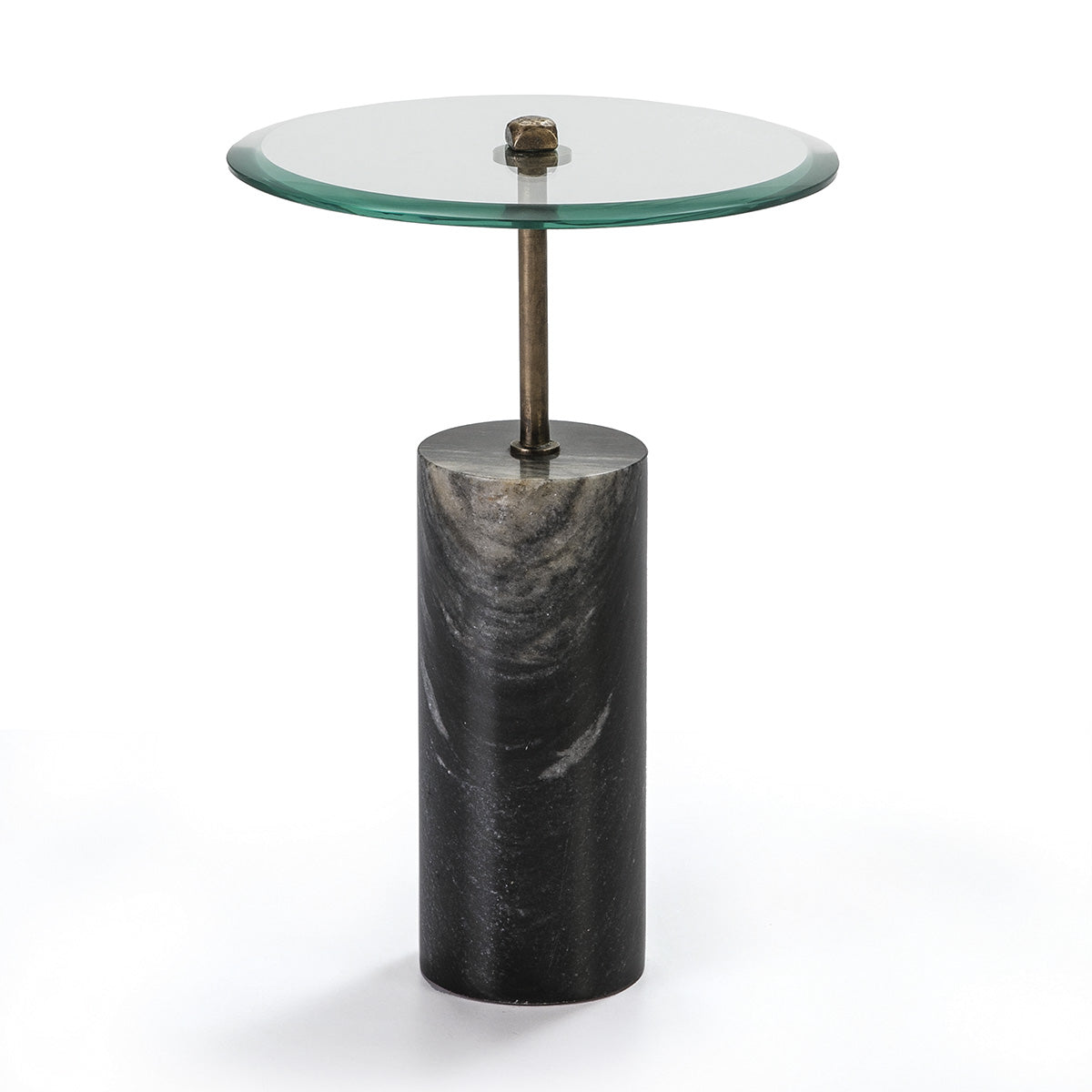 Masa Laterala din Sticla Metal Marmura Neagra Thai Natura