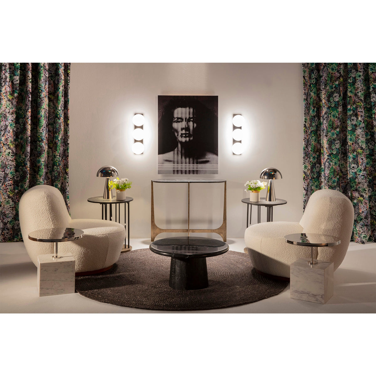 Masa Laterala Marmura Neagra Metal Auriu Negru Thai Natura