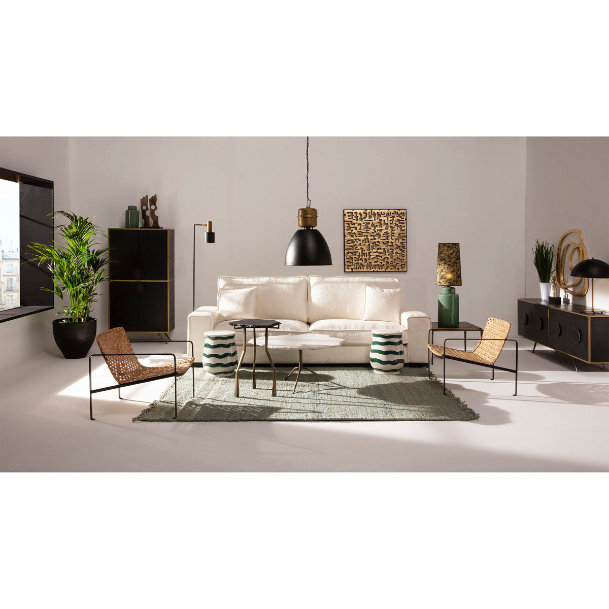 Masa Laterala Piatra Neagra Auriu Antichizat Thai Natura