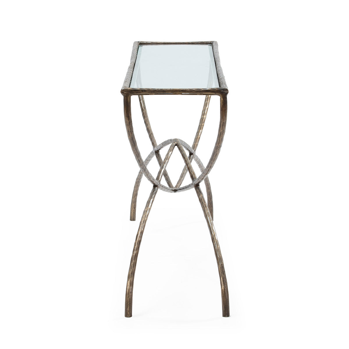 Consola TV din Metal Sticla cu Finisaj Auriu Vintage Thai Natura