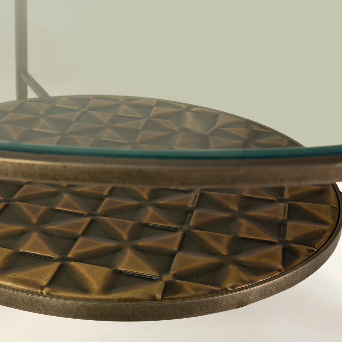 Masa de Cafea din Stejar cu Suport Metalic Thai Natura