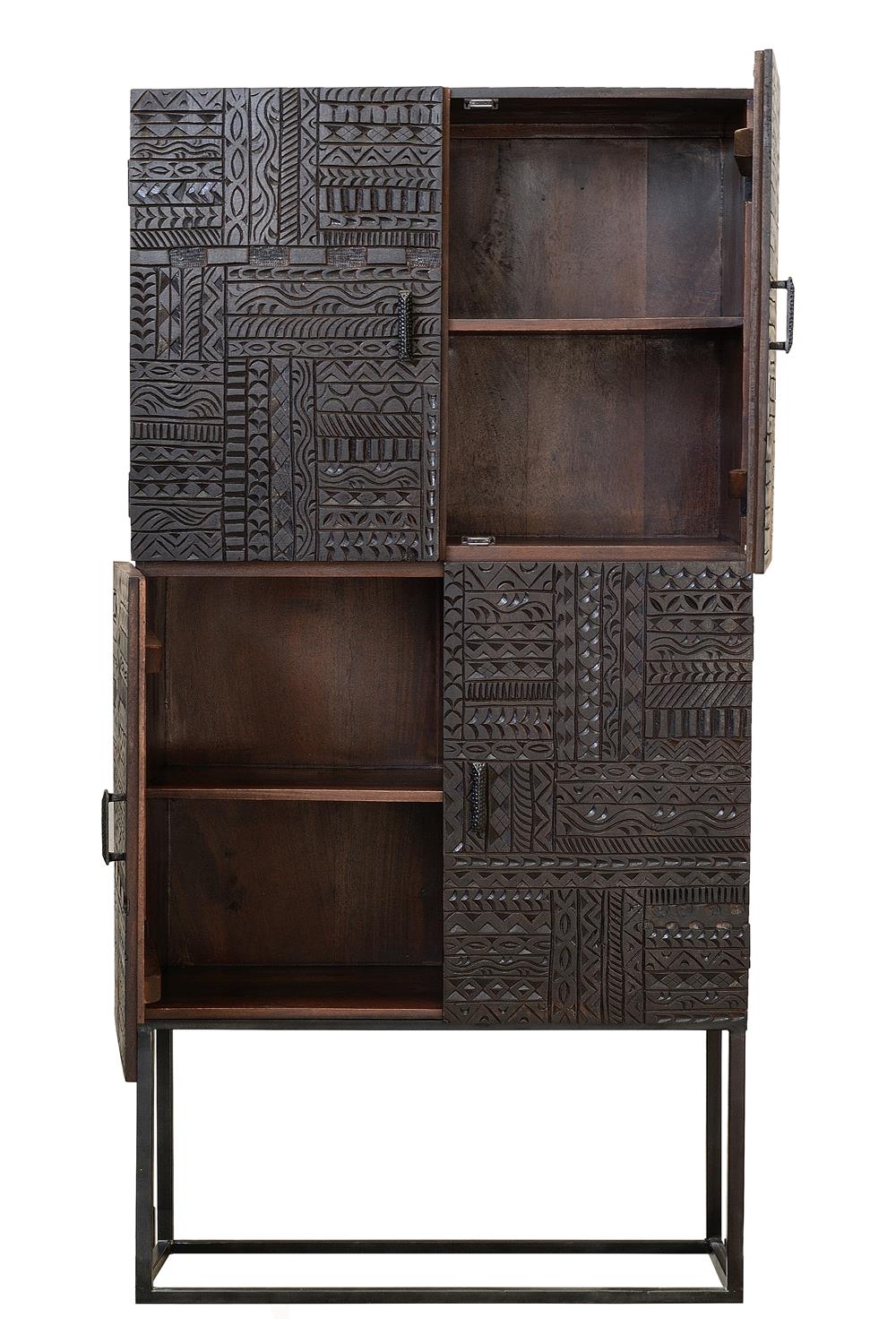 Dulap din Lemn Mango cu Hieroglife Sculptate Manual Giner y Colomer