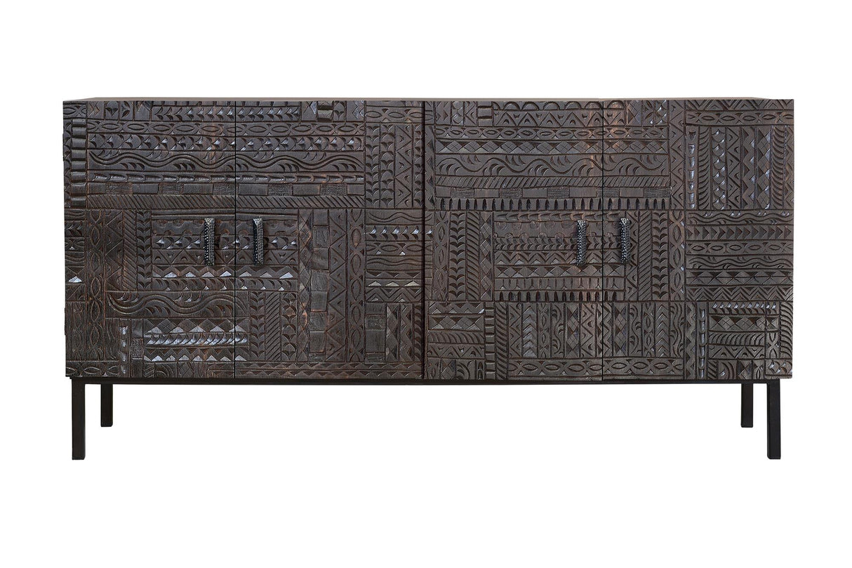 Comoda din Lemn Mango cu Detalii Sculptate si Picioare din Fier Giner y Colomer