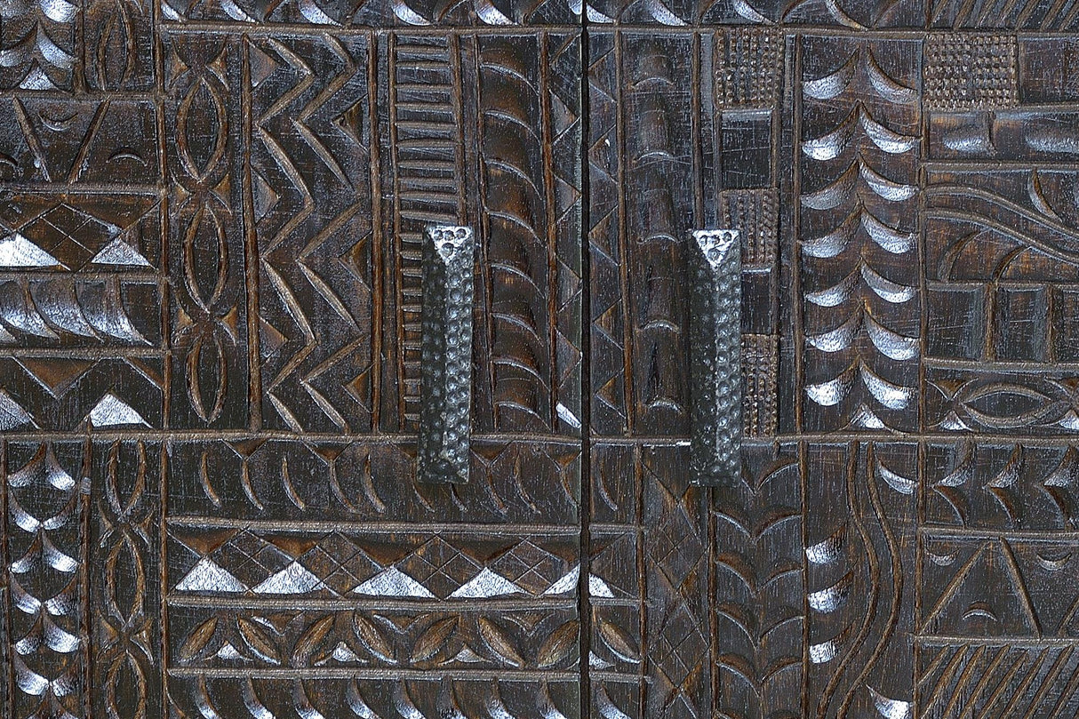 Comoda TV din Lemn Mango cu Sertare Hieroglifice și Picioare din Fier Giner y Colomer