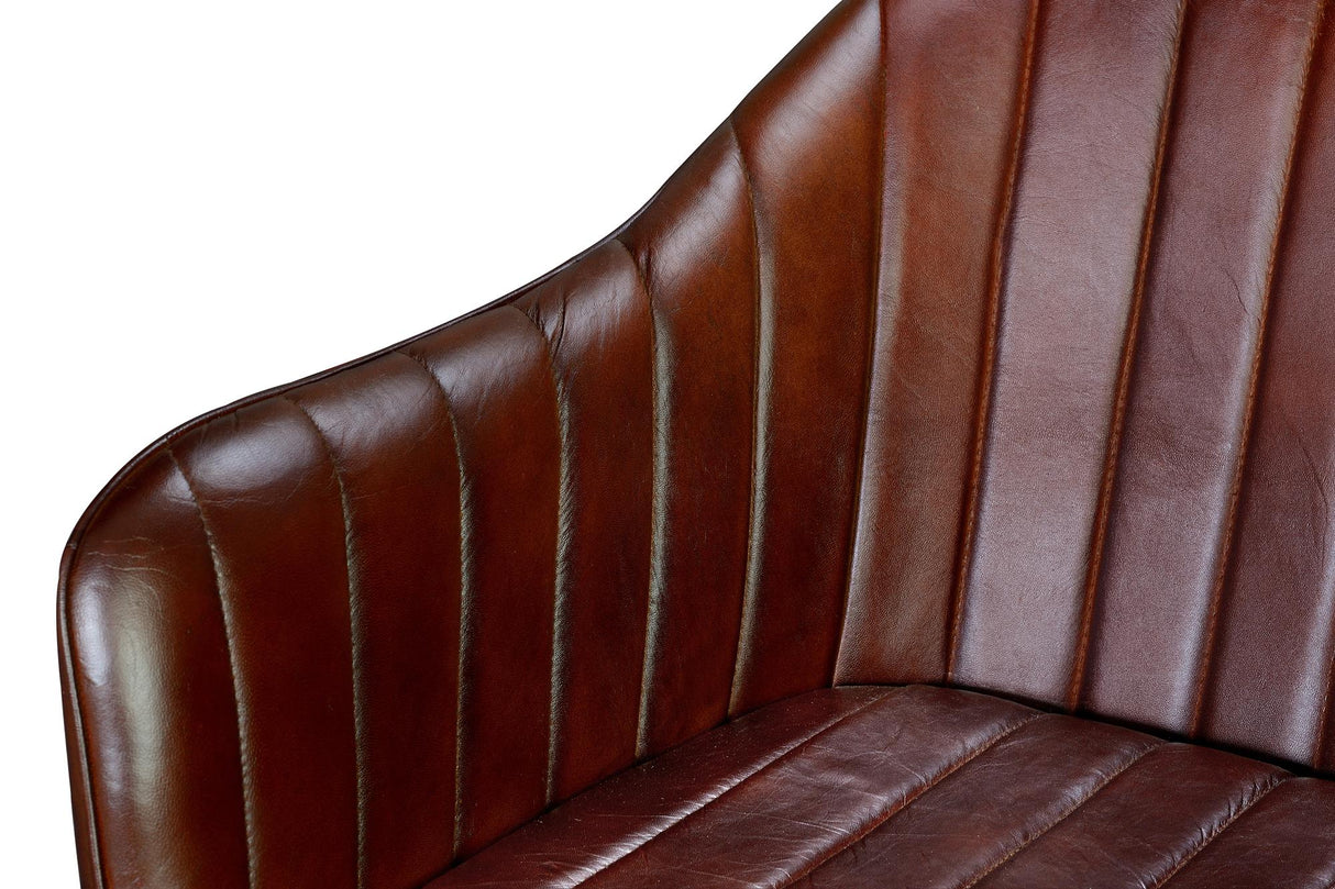 Scaun Tapitat cu Piele si Picioare din Fier Giner y Colomer