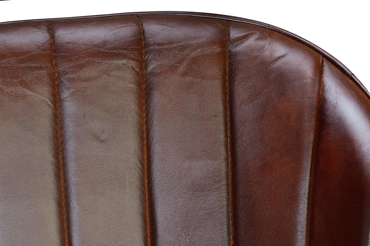 Scaun Tapitat cu Piele si Picioare din Fier Giner y Colomer