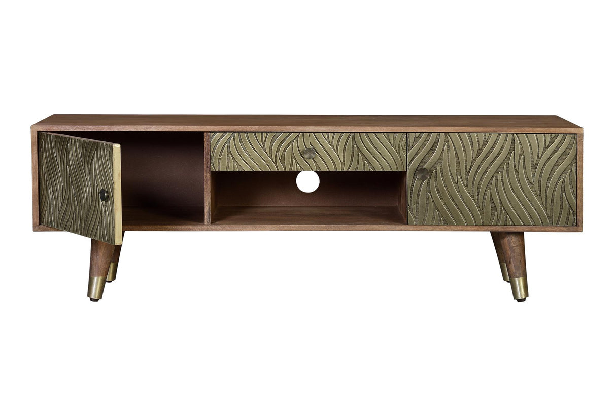 Comoda TV din Lemn de Mango cu Bronz Reliefat Giner y Colomer
