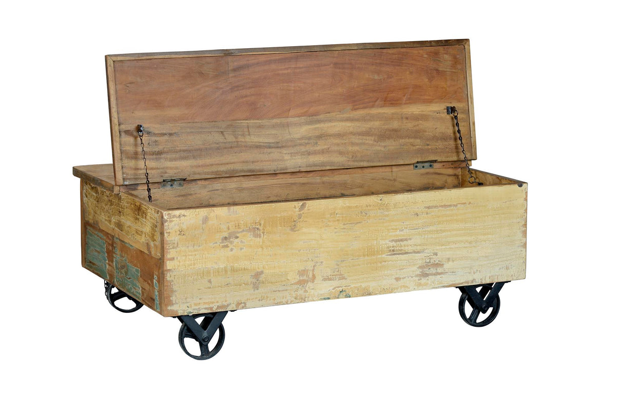 Masa de Cafea din Lemn Reciclat cu 5 Sertare si Depozitare Mare Giner y Colomer