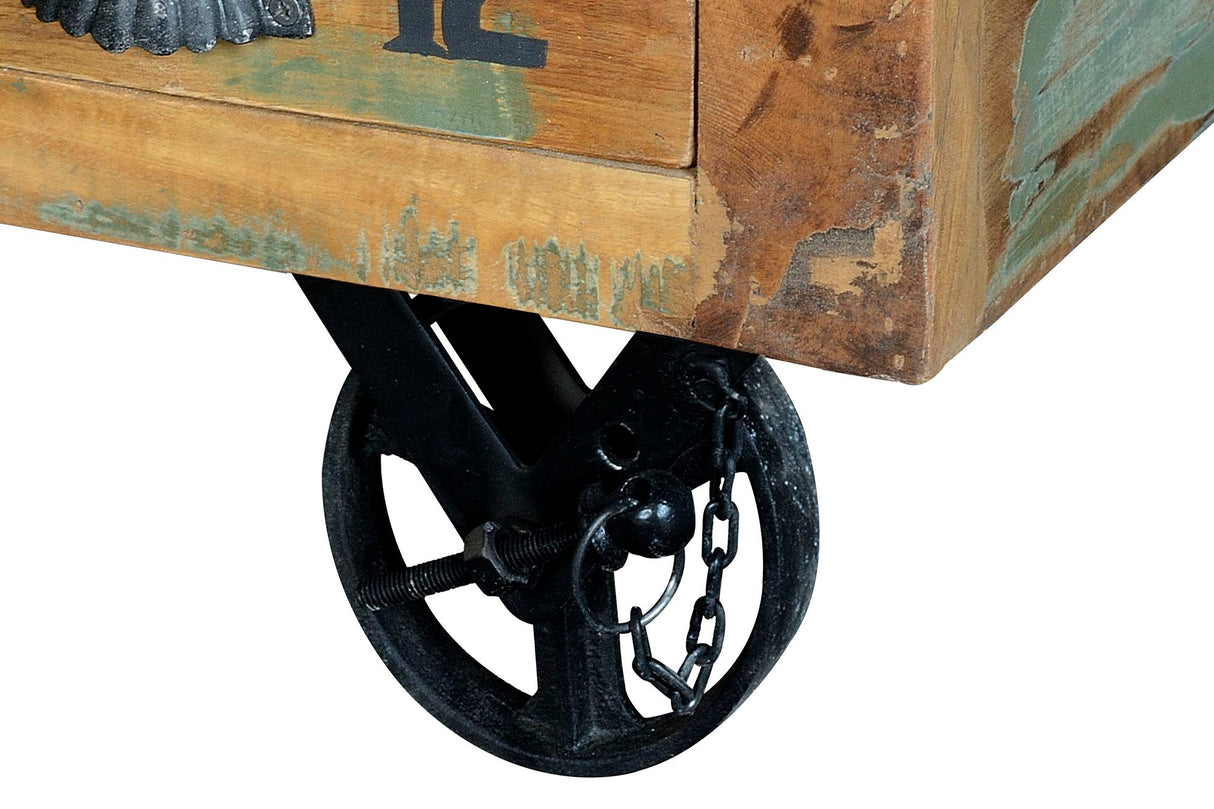 Masa de Cafea din Lemn Reciclat cu 5 Sertare si Depozitare Mare Giner y Colomer