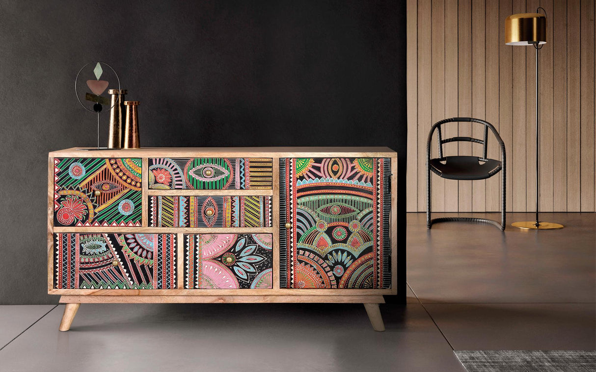 Comoda TV din Lemn de Mango Pictata Manual Giner y Colomer