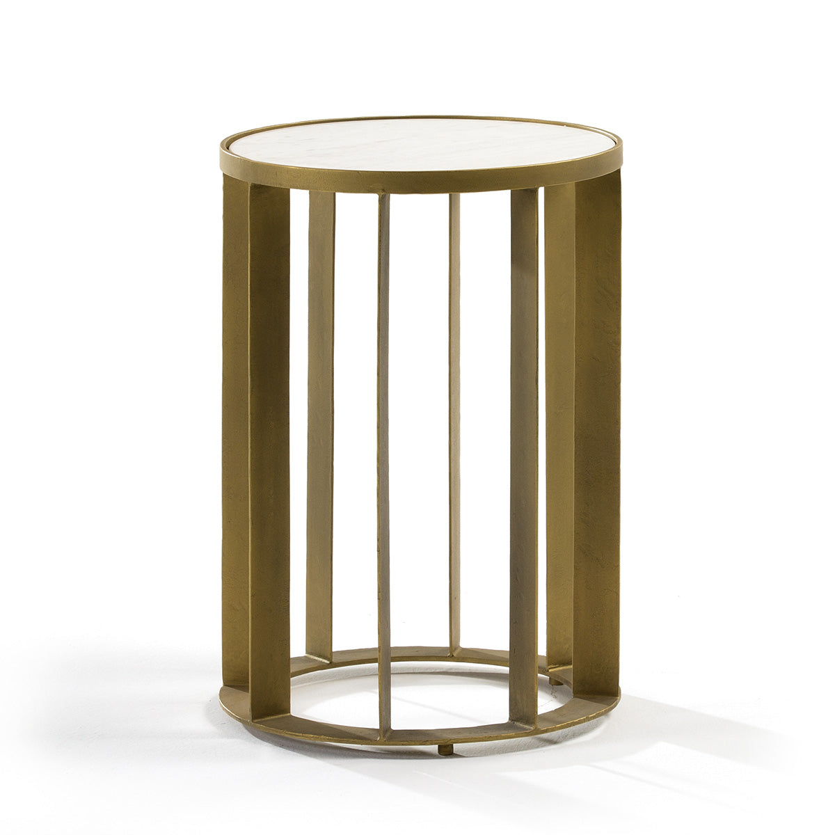 Masa Laterala din Marmura Alba cu Picioare din Metal Auriu Thai Natura